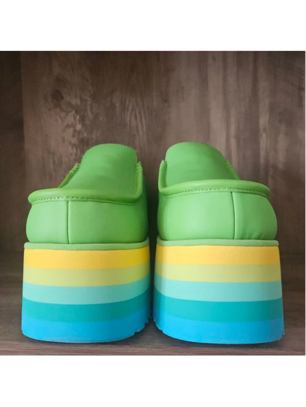UGG Urseen All Gender Neon Retro Platform Slides Wool Lined Blue Womens 10 Pride